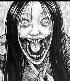 Junji Ito, A Drawing, Black And White, Hair, White, Black, Art