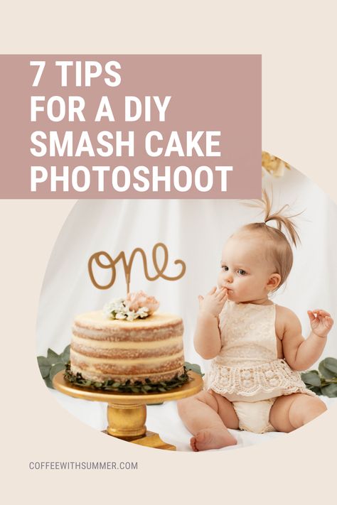 How To Take Your Own Cake Smash Photos, Boho Floral Cake Smash, Cake Smash Cake Recipe, Simple Cake Smash Cakes, Smash Cake Girl 1st Birthday Ideas, Diy Baby Smash Cake, Cake Smash Poses, At Home Smash Cake Photo Shoot, 1st Birthday Girl Cake Smash