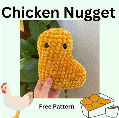 Crochet Chicken Nugget Pillow, Tubby Nugget Crochet Pattern, Amigurumi Chicken Nugget Pattern, Chicken Nugget Amigurumi, Dinosaur Chicken Nugget Crochet Pattern, Crochet Mini Chicken Pattern Free, Chicken Nugget Amigurumi Free Pattern, Crochet Nugget Pattern, Crochet Brown Plushie