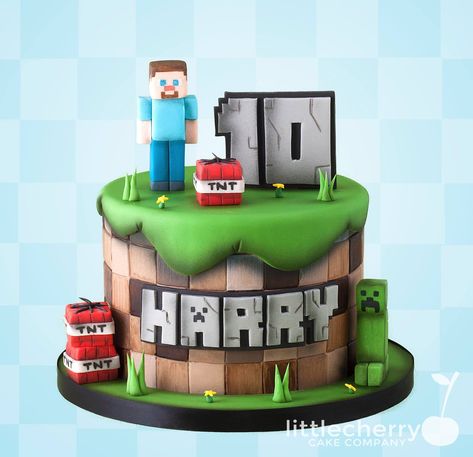 Minecraft Fondant, Minecraft Cake Ideas, Minecraft Cake Designs, Bolo Minecraft, Minecraft Party Decorations, Minecraft Birthday Cake, Cake Designs For Kids, Sonic Cake, 7th Birthday Cakes