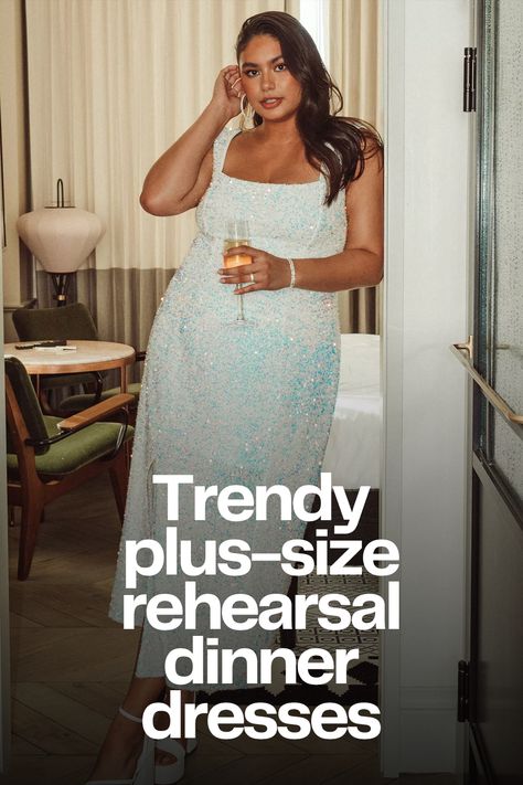 Trendy rehearsal dinner dresses for plus size brides Rehearsal Dinner Dress Curvy, Plus Size Bride Rehearsal Dinner Outfit, Plus Size Bride Outfits, Plus Size Wedding Rehearsal Dress, Bridal Outfit Plus Size, Rehearsal Dinner Outfit For Bride Plus Size, Bridal Shower Dresses For The Bride Plus Size, Plus Size Rehearsal Dinner Outfit, Midsize Bachelorette Outfit