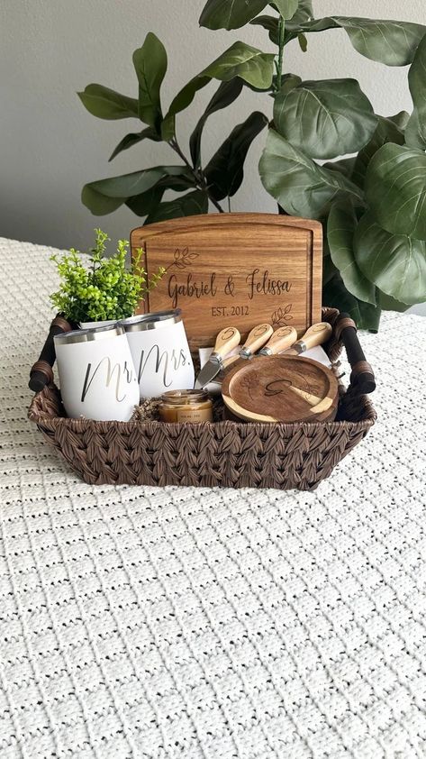 Personalized Wedding Gift Basket for Newlywed Custom Basket for Bridal Shower Bride and Groom Gift Basket for Couple Anniversary Gift Basket - Etsy Wedding Gift Baskets Ideas, Kitchen Themed Bridal Shower Gift Basket, Bridal Shower Basket Gift Ideas, Newlywed Gifts Ideas, Gift Basket Ideas For Wedding, Couple Wedding Gift Ideas, Bridal Gift Basket Ideas, Wedding Gift Baskets For Bride And Groom, Bride To Be Gift Ideas Baskets