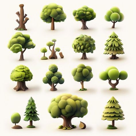 Photo trees 3d tree icons colorful real ... | Premium Photo #Freepik #photo Tree Icons, Icons Colorful, Stylized Tree, Cartoon Building, Good Animated Movies, About Trees, Tree Model, 3d Environment, 3d Tree