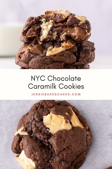 Chocolate Filling For Cookies, Flavored Baking Chips, Thick Chunky Cookies, Chunky Nyc Cookies, Nyc Chocolate Chip Cookies, Nyc Cookies Recipe, Bakery Cookies Recipes, Thai Tea Cookies, Nyc Cookie Recipe