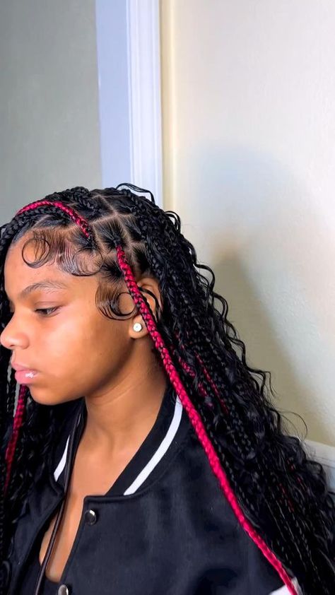 Medium boho knotless braids + mid back length Boho Knotless Braids, Boho Knotless, Braided Hairstyles For Black Women Cornrows, Sleek Ponytail Hairstyles, Birthday Hairstyles, Goddess Braids Hairstyles, Braided Hairstyles For Teens, Box Braids Hairstyles For Black Women, Cute Braided Hairstyles