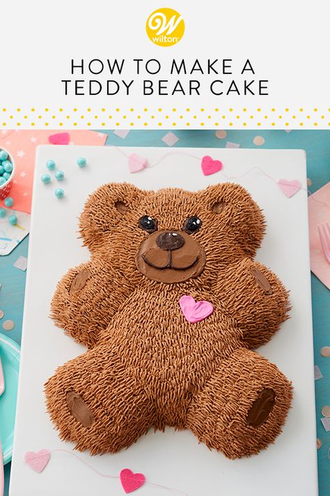 Bear Cupcake Cakes Pull Apart, Wilton Teddy Bear Cake Ideas, Teddy Bear Shaped Cake, Bear Cupcakes Easy, 3d Teddy Bear Cake, Diy Teddy Bear Cake, Cute Bear Birthday Cake, Teddy Bear Pull Apart Cupcake Cake, Easy Teddy Bear Cake