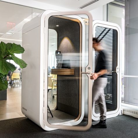 The Pioneering Office Phone Booth - Framery O Telephone Booth Office, Phone Booths Office, Office Call Booth, Phone Booth In Office, Framery Phone Booth, Phone Booth Office Design, Office Phone Room, Phone Kiosk, Luxe Office