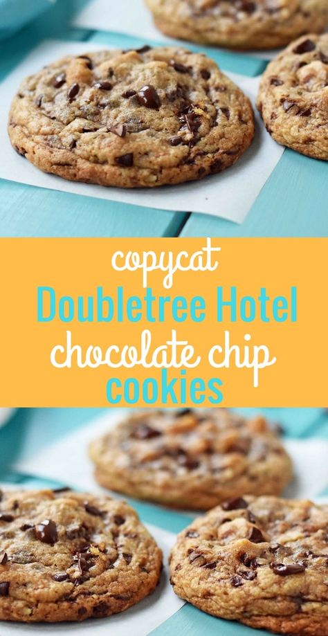 Doubletree Hotel Copycat Chocolate Chip Cookies Recipe. Popular chocolate chip cookie recipe from the Doubletree Hotel. How to make perfect chocolate chip cookies. www.modernhoney.com Copycat Chocolate Chip Cookies, Hotel Chocolate Chip Cookies, Otis Spunkmeyer Cookies, Hotel Chocolate, Cookie Recipes Unique, Chocolate Chip Cookies Recipe, Perfect Chocolate Chip Cookies, Chocolate Chip Cookie Recipe, Chip Cookie Recipe