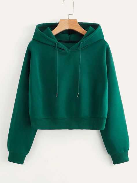 Dark Green Casual  Long Sleeve Polyester Plain Pullovers Embellished Slight Stretch Fall/Winter Women Sweatshirts Green Cropped Hoodie, Hoodie Graphic, Thermal Hoodie, Hoodie Cute, Hoodie For Women, Women Sweatshirts, Lined Hoodie, Christmas Hoodie, Dusty Purple