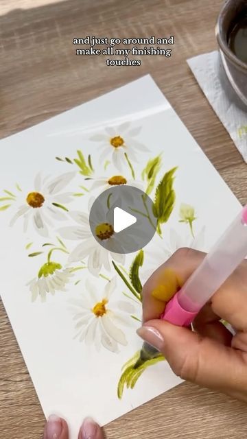 Daisy Painting Tutorial, Daisy Tutorial, Daisy Watercolor, Watercolor Daisy, Daisy Painting, Watercolor Painting Techniques, Flowers Watercolor, Beautiful Watercolor, Watercolour Tutorials