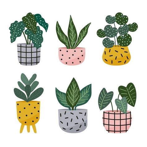 House Plant Illustration Simple, Pot Plant Illustration, Simple Flower Pot Drawing, Simple Plant Illustration, Geometric Plant Illustration, Cute Plant Illustration, Plant In Pot Illustration, Plant Pot Illustration, Potted Plant Drawing