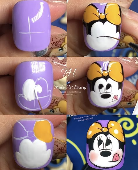 Mickey Nail, Disneyland Nails, Cartoon Nail Designs, Animal Nail Designs, Hello Kitty Nails Art, Disney Inspired Nails, Mickey Nails, Art Deco Nails, Elegant Nail Art