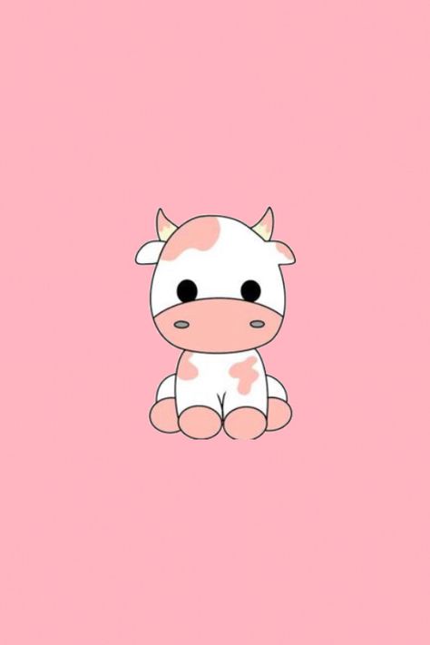 Cute Pink Cow Wallpaper, Pink Cowprint Aesthetic Wallpaper, Aesthetic Pink Drawing Ideas, Pink Cow Drawing, Pink Cow Aesthetic, Pink Cow Wallpaper, Pink Animal Wallpaper, Strawberry Cow Wallpaper, Pink Astethic