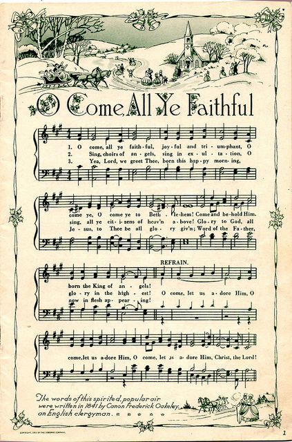 O Come, All Ye Faithful  - beautiful old sheet music for art projects (& ten other Christmas titles) Christmas History, Christmas Sheet Music, Postal Vintage, Old Sheet Music, Christmas Songs, Navidad Diy, Vintage Diy, Noel Christmas, Merry Little Christmas