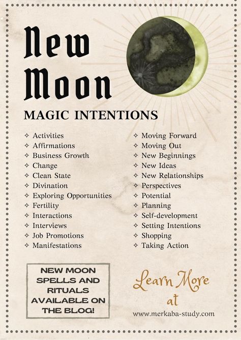 New Moon Magic Spells, New Moon Spells, New Moon Magic, Beginner Witches, Witch Journal, Lunar Witch, Moon Spells, Moon Rituals, Moon Reading