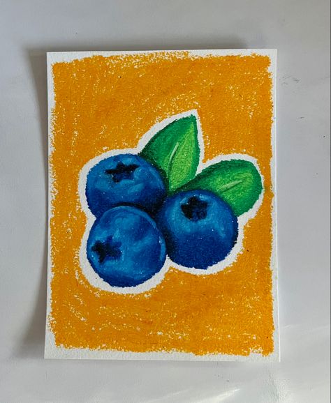 Grapes Oil Pastels, Crayon Simple Drawing, Oil Pastel Blueberry, Drawings On Colored Paper, Colour Pastel Drawing, Fruit Pastel Drawing, Simple Crayon Art, Oil Pastels Drawings Easy, Crayola Crayon Art