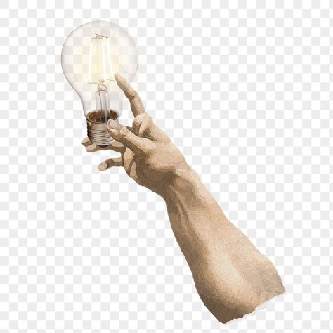 Science Png Aesthetic, Collage Elements Png, Electricity Aesthetic, Images For Collage, Hand Collage, Bulb Png, Idea Bulb, Light Bulb Idea, Concept Collage