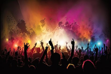 Photo an atmospheric image of a music co... | Premium Photo #Freepik #photo #colorful #colorful-abstract #clapping-hands #clapping Music Background Images, Musical Background Design, Fest Backgrounds, Farewell Background, Music Banner Design, Farewell Banner, Concert Audience, Concert Background, Concert Images