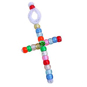 2 pipe cleaners (any color), 20 pony beads (any colors), 1 sequin (any color), white craft glue Preschool Christmas Games, Beaded Shapes, Easy Christmas Crafts For Toddlers, Toddler Ornaments, Beaded Crosses, Christmas Party Games For Kids, Shoebox Ideas, Bead Cross, Wordless Book