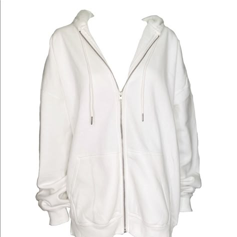 White Oversized Fleece Jacket Super Cute; Looks Like Brandy Zip Up With Drawstrings Size: S/M Brand New; Never Before Worn White Zip Up, Oversized White Jacket, Jacket Png, White Jackets, Comfy Jackets, Cute Looks, Y2k Jacket, Aesthetic Y2k, Cute Comfy Outfits