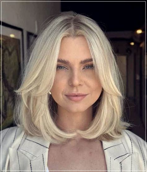 10 Mid-Length Haircuts to Try in 2024 Medium Blonde Hair Color Ideas Mid Length Layered Bobs, Bob Haircut With Long Layers, Mid Length Bouncy Hair, Long Bob Haircut Blonde, Mid Length Haircut 2024, Mid Length Hair With Layers Blonde, Midi Haircut Mid Length, Longbob Hair Mid Length, Blond Mid Length Hair