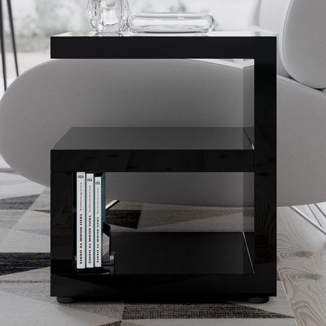 Black Bedside, Black Bedside Table, Side Tables Bedroom, Side Table Design, Black Side Table, White Side Tables, Leather Bed, Coffee Table White, Modern Side Table