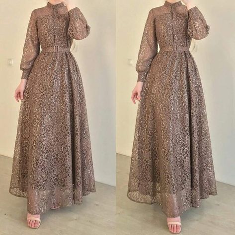 Dress Brokat Modern Fashion, Ootd Kondangan Dress, Gamis Brokat Modern Simple, Dress Brokat Modern Simple, Long Dress Brokat, Dress Kondangan Hijab, Bridesmaids Hijab, Model Dress Kebaya, Dress Brokat Modern