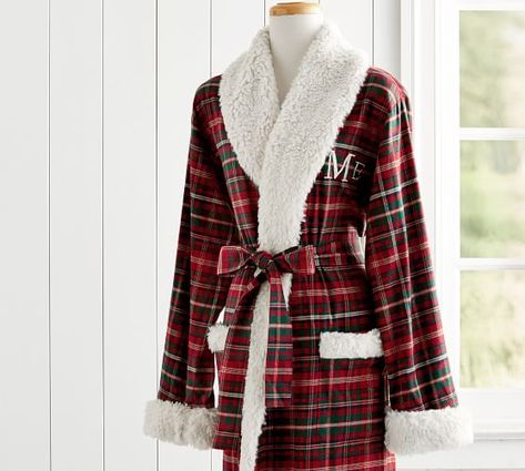 Lynbrook Plaid Bath Robe Winter Robes, Flannel Robe, Linen Robe, Belted Robe, Mens Flannel, Last One, Plaid Scarf, Pottery Barn, Cotton Twill