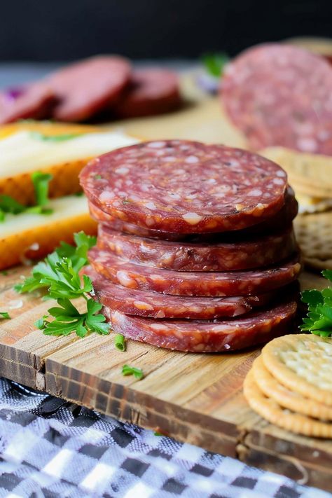 Homemade Beef Summer Sausage Delight Homemade Summer Sausage Recipes, Beef Summer Sausage Recipes, Smoked Summer Sausage, Homemade Salami, Homemade Summer Sausage, How To Make Salami, Beef Summer Sausage, Appetizers Meat, Beef Sausage Recipes