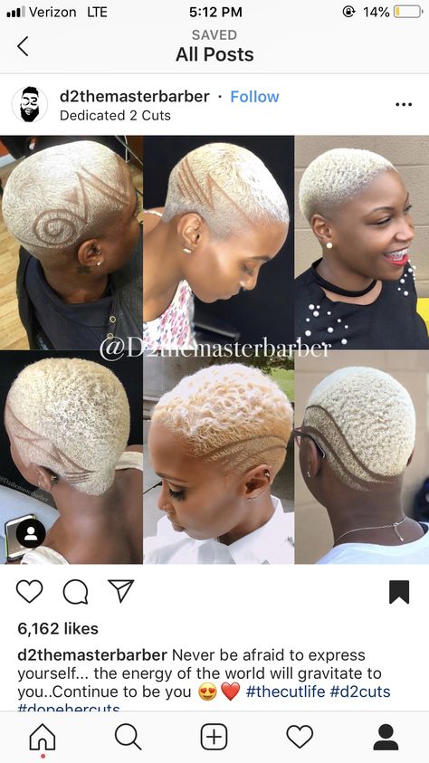 Platinum Blonde Fade Black Women, Blonde Fade, Bald Hairstyles For Women, Short Black Natural Hairstyles, Short Platinum Blonde Hair, Short Hair Designs, Black Hair Short Cuts, Short Shaved Hairstyles, Shaved Side Hairstyles