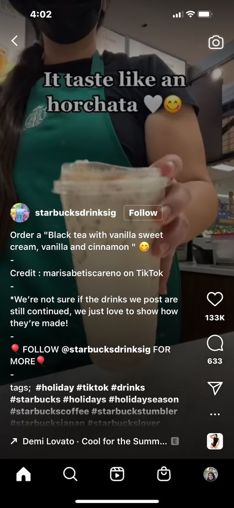 Starbucks Horchata Drink, Horchata Starbucks Drink, Hot Starbucks Drinks Coffee, Hot Starbucks Drinks, Horchata Drink, Starbucks Drink Menu, Coffee Orders, Starbucks Orders, Secret Starbucks Recipes