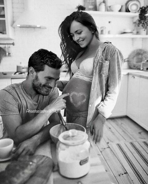 Half Baked Pregnancy Photo With Husband, Half Baked Pregnancy Photo, Home Maternity Photography, Cute Pregnancy Photos, Pregnant Photography, 20 Weeks Pregnant, Pregnancy Belly Photos, Cute Pregnancy Pictures, Maternity Photography Poses Couple