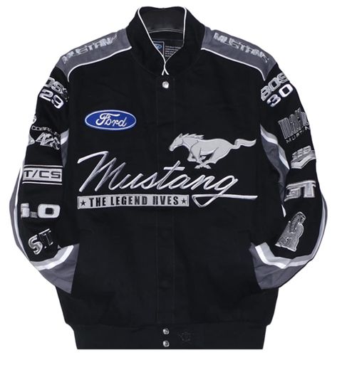 Mustang Jacket, Vintage Racing Jacket, Racer Jackets, Future Board, Racing Jackets, Design Jersey, Christmas Outfits Women, H Design, Racing Jacket