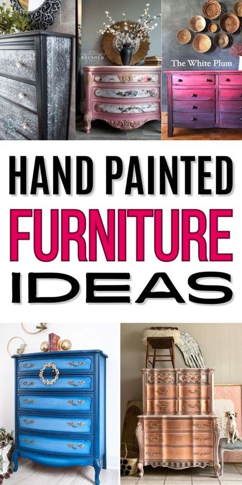 Explore The Most Amazing Creative hand painted furniture Ideas for DIY Lovers and discover how to make old furniture makeovers. From painted dressers to desks and tables, these painted furniture ideas will inspire your DIY next project. Dive into the world of DIY furniture upcycling and furniture flips, giving new life to refurbished furniture with vibrant paints and unique designs. Whether it's chairs or larger items, these funky painted furniture ideas are perfect for transforming your space. Painting Ideas On Furniture, Painting Ideas For Furniture, Unique Bedroom Ideas Creative, Furniture Color Trends, Painted Furniture Ideas Colors, Painting Old Furniture Ideas, Funky Painted Furniture Ideas, Chalk Painted Furniture Ideas, Unique Painted Furniture