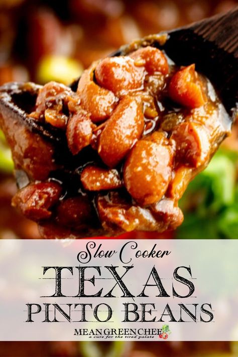 Mexican Charro Beans Crock Pot, Tex Mex Beans, Beans In Crockpot Pinto, Texas Bbq Beans, Pinto Beans In The Crock Pot Southern, Spicy Pinto Bean Recipes, Pintos In Crockpot, Frank And Beans Recipe, Mexican Beans Crockpot