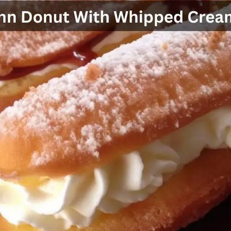 Long John Donut With Whipped Cream Recipe - Easy Kitchen Guide Flavored Donut Glaze Recipe, Cream Filling For Long Johns, Whipped Cream Filled Donut, Cream Filling For Donuts Recipe, Maple Long Johns Recipe, Vanilla Cream Donut Filling Recipe, Filled Donut Flavors Ideas, Homemade Long John Donut Recipe, Homemade Filled Donuts Recipe