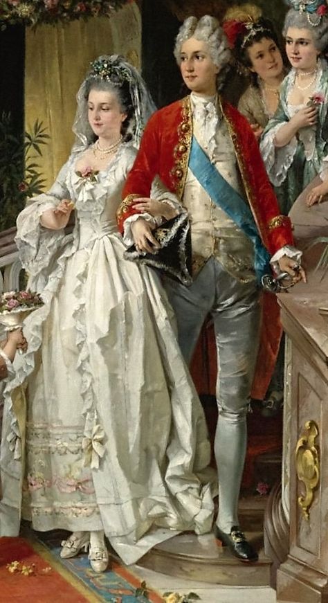 18th Century Wedding, Rococo Aesthetic, Victorian Era Dresses, Victorian Paintings, Motif Art Deco, Concept Art Tutorial, Romantic Paintings, Wedding Painting, Historical Painting