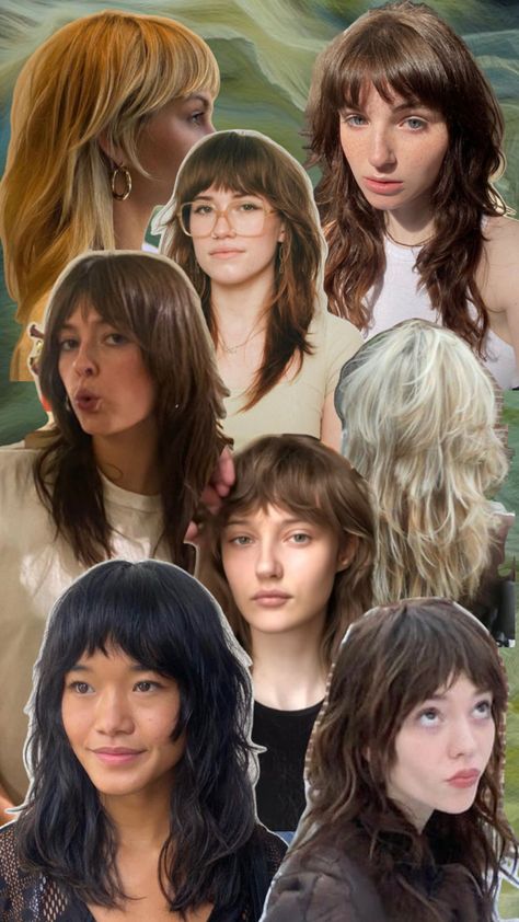 Shag/wolf styles that I neeeeeed Long Hair And Bangs, New Hair Look, How To Cut Bangs, Dyed Hair Inspiration, Hair Inspiration Short, Wolf Cut, Haircuts For Medium Hair, Hair Color And Cut, Cut My Hair