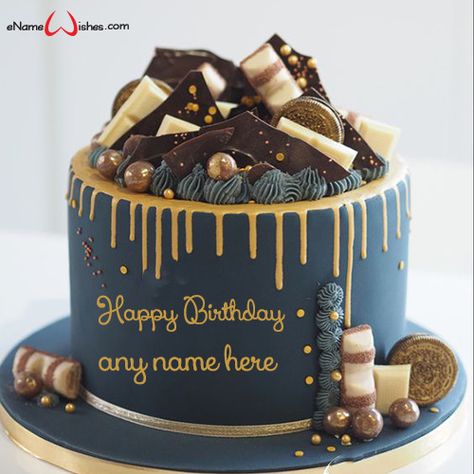 Free Birthday Cake Image for Him with Name Editor Happy Birthday Cakes For Boys, Happy Birthday Cake Boy, Happy Birthday Cake For Men, Birthday Cake Designs For Men, Cake For Mens Birthday, Men’s Birthday Cake Ideas, Happy Birthday Images For Him, Birthday Cakes With Name, Happy Birthday Brother Cake