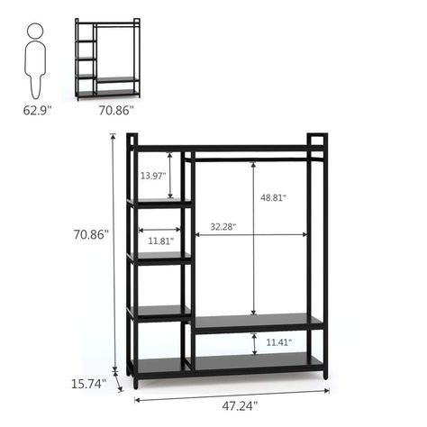 Standing Closet, Free Standing Closet, Clothing Store Interior, Loft Furniture, Industrial Design Furniture, Metal Furniture Design, Hanging Bar, غرفة ملابس, Large Clothes