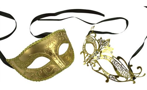 Couple's Gold Masquerade Mask Set  His & Her's by ElegantxBoutique, $49.95 Memory Candle Wedding, Masquerade Mask Black, Silver Masquerade Mask, Gay Wedding Cakes, Gold Masquerade Mask, Black Masquerade Mask, Bridal Flip Flops, Bouquet Jewelry, Mardi Gras Outfits