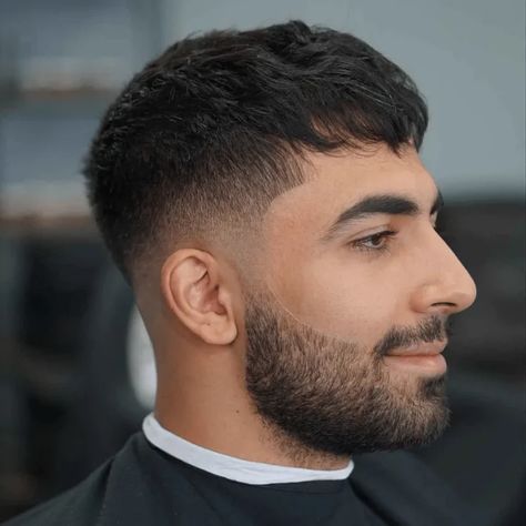 Best Hairstyles for Round Face Men in 2024 - SIGMA STYLIST Caesar Crop Haircut, Crop Top Men Haircut, Ceasar Haircuts For Men, Ceasar Hair Men, Long Crew Cut Men, Neat Haircut For Men, Caeser Cut Men, Textured Top Haircut Men, Ceaser Cut Hair Men