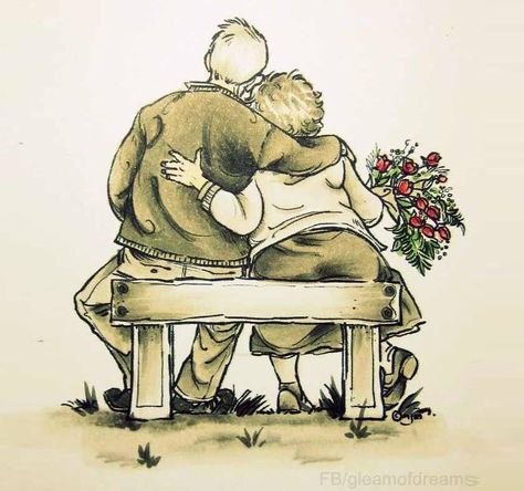 Elderly couple sitting on bench Sketch Love Couple, Bench Sketch, Vieux Couples, Sitting On A Bench, Pencil Drawing Tutorials, Couple Drawing, Growing Old Together, Sketch Pencil, Old Couples