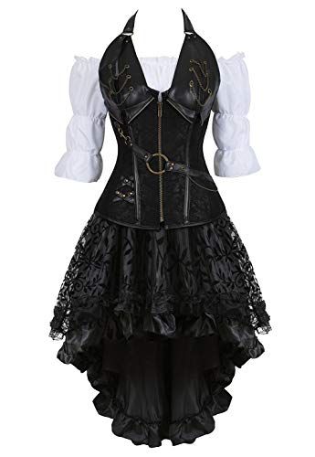 Grebrafan Retro Gothic Steampunk Leather Corset 3 Piece O... https://www.amazon.co.uk/dp/B07Y853JKK/ref=cm_sw_r_pi_dp_U_x_zCjTDb8BYH193 Burlesque Performance, Pirate Women, Gothic Corset Dresses, Pirate Corset, Plus Size Steampunk, Brown Characters, Steampunk Corset Dress, Steampunk Outfits, Moda Steampunk