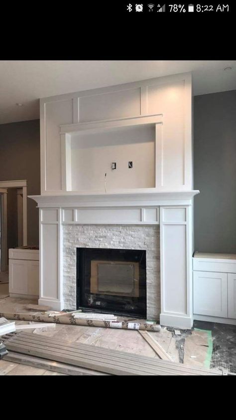 Fireplace And Cabinets, Living Room Decor Tv, Tv Over Fireplace, Fireplace Built Ins, Family Room Fireplace, White Fireplace, Farmhouse Fireplace, Living Room Decor Fireplace, Faux Fireplace