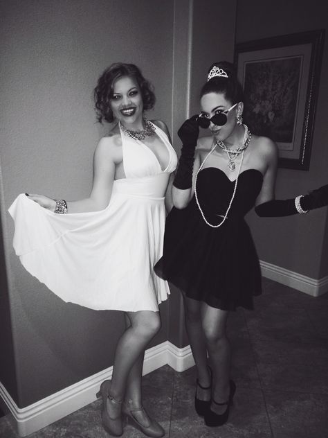 Marilyn Monroe and Audrey Hepburn Halloween Costume for Bestfriends Audrey Hepburn Halloween Costume, Friend Halloween Costumes, Best Friend Costumes, Best Friend Halloween, Friend Costumes, Matching Halloween Costumes, Bff Halloween Costumes, Best Friend Halloween Costumes, Halloween Coustumes