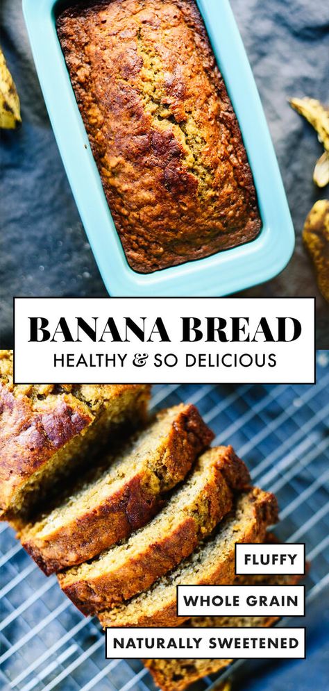 This healthy banana bread is naturally sweetened with maple syrup. With only a few simple ingredients, you’re one bowl away from the best banana bread ever! #cookieandkate #bananabread #naturallysweetened #healthyrecipe #wholegrains Best Banana Bread Ever, The Best Banana Bread, Banana Bread Recipe Healthy, Healthy Bread Recipes, Pasti Sani, Breakfast And Brunch, Healthy Banana Bread, Healthy Banana, Best Banana Bread