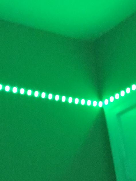 Green Led Lights Aesthetic, Green Led Light Aesthetic, Green Led Lights Bedroom, Bedroom Aesthetic Sage Green, Character Bedroom, Led Lights Bedroom Aesthetic, Aesthetic Sage Green, Led Lights Bedroom, Lights Around Mirror