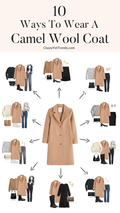 Camel Coat Outfit Winter Style, Ținute Business Casual, Camel Coat Outfit, 10 Ways To Wear, Winter Coat Outfits, Classy Yet Trendy, Home Wear Women Pajamas, Dress Better, Home Wear Women Casual