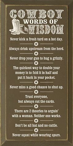 Cowboy Wisdom, Logic Quotes, Western Quotes, Cowboy Quotes, Cowgirl Quotes, Wilde Westen, Country Quotes, Horse Quotes, Interesting Quotes